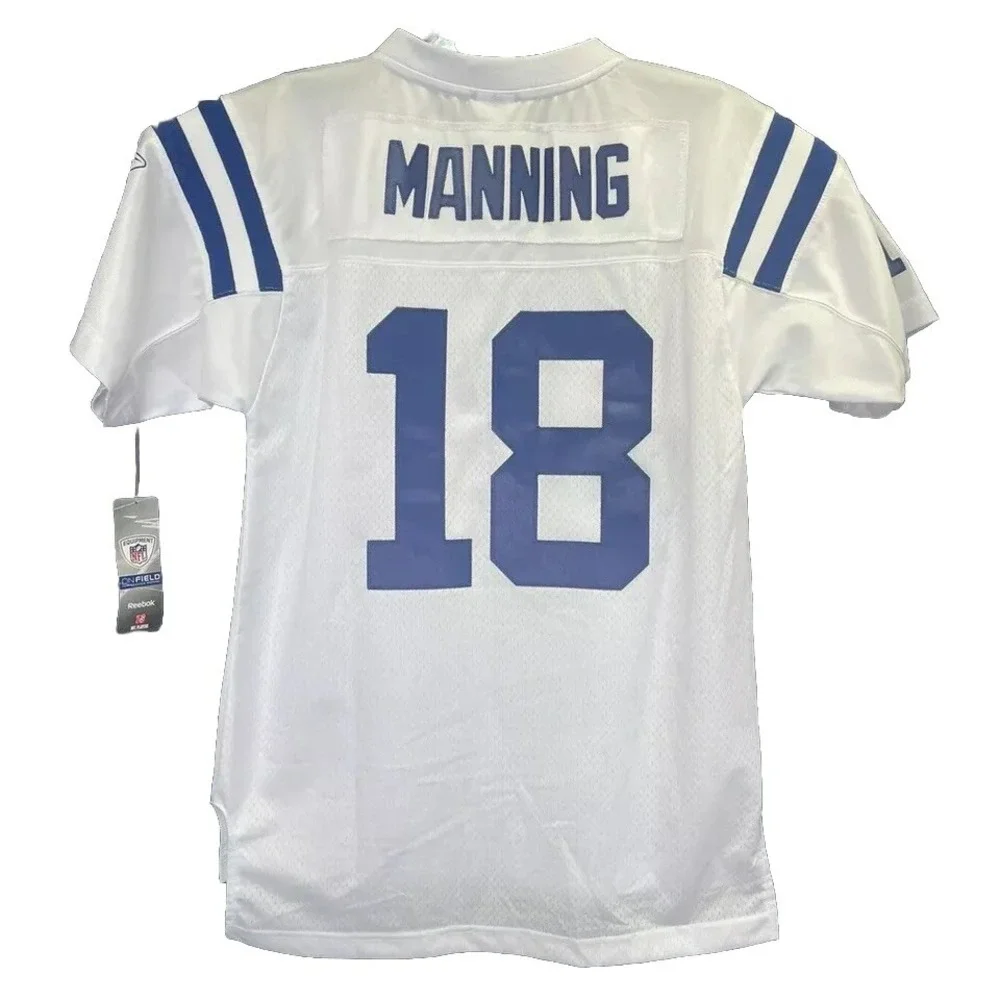 Reebok NFL / Colts # 18 Manning White Football Jersey Sz Youth XL (T28)‎ NWTs